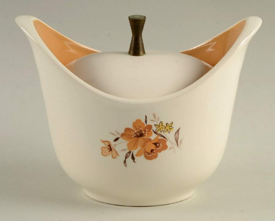 Wood Rose Sugar Bowl & Lid by Taylor, Smith & Taylor (Ts&T)-1