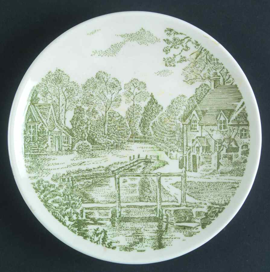 Yorkshire Green Bread & Butter Plate by Taylor, Smith & Taylor (Ts&T)-1