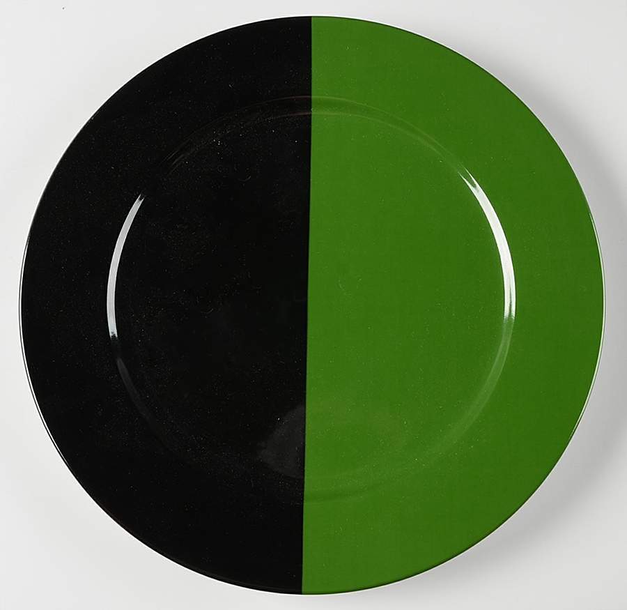 Intermezzo (Black & Green) Round Service Plate (Charger) Chop Plate by Taitu-1
