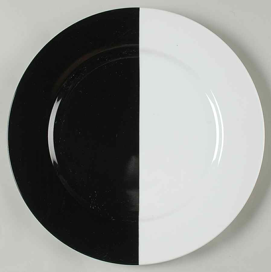 Intermezzo (Black & White) Round Service Plate (Charger) Chop Plate by Taitu-1