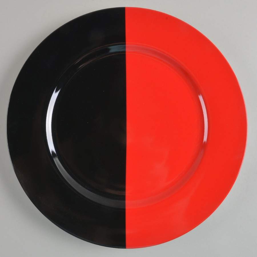 Intermezzo (Black & Red) Round Service Plate (Charger) Chop Plate by Taitu-1