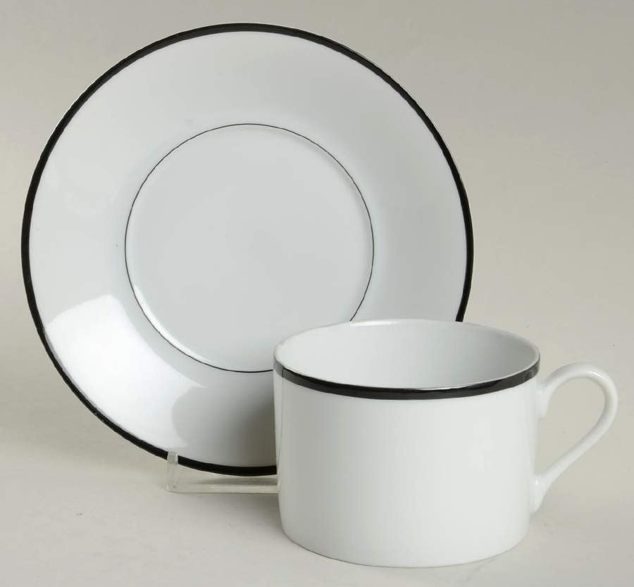 Meris Black Flat Cup & Saucer Set by Taitu-1