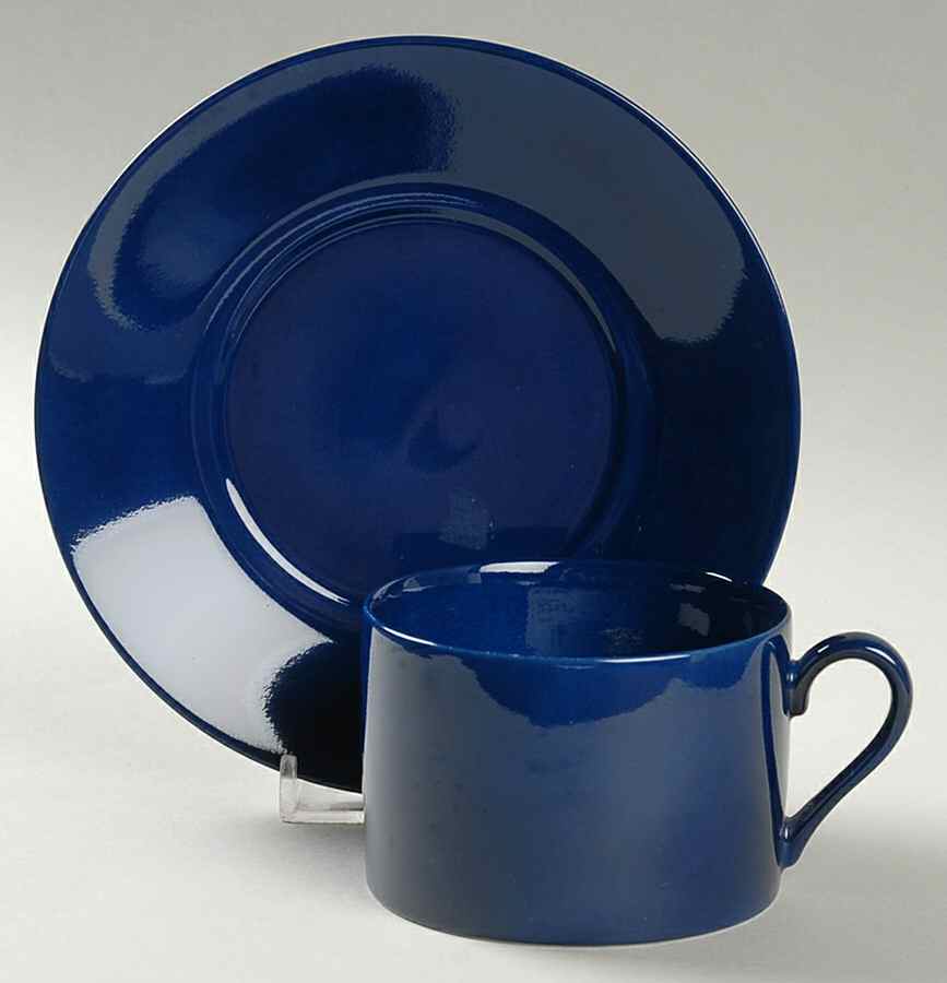 Uno Blue Flat Cup & Saucer Set by Taitu-1