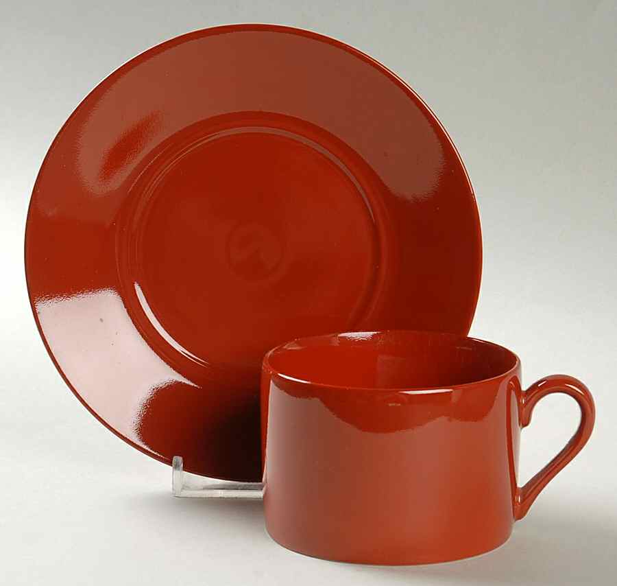 Uno Terra Cotta Flat Cup & Saucer Set by Taitu-1