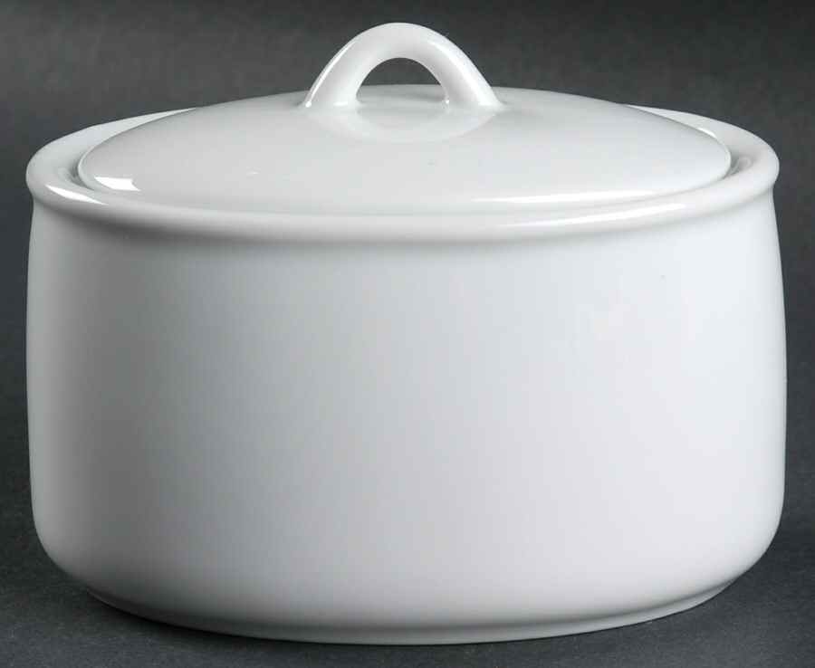 Uno White Sugar Bowl & Lid by Taitu-1