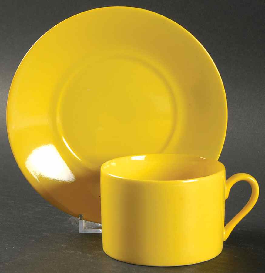 Uno Yellow Flat Cup & Saucer Set by Taitu-1