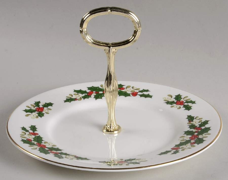 Festive Garlands Round Serving Plate with Handle (SP) by Tudor Rose-1