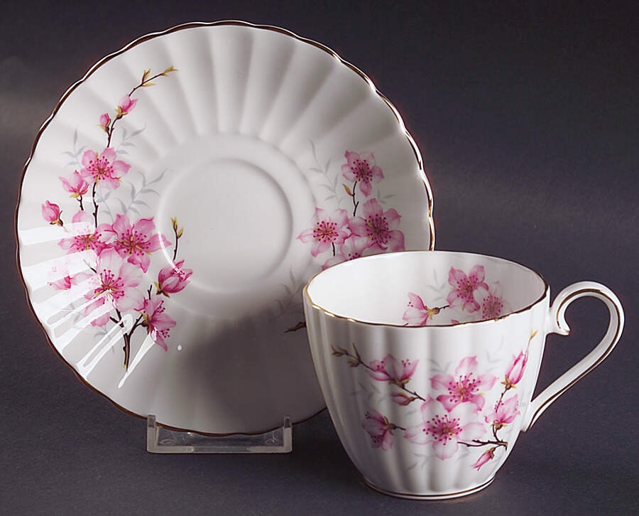 Almond Blossom Flat Cup & Saucer Set by Tuscan - Royal Tuscan-1