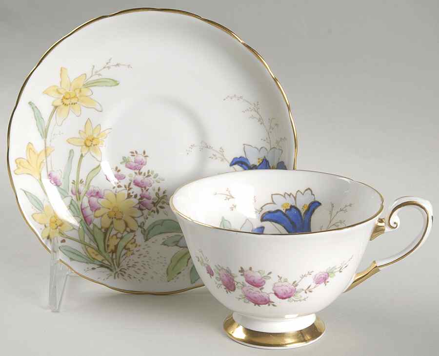 Alpine Flowers Footed Cup & Saucer Set by Tuscan - Royal Tuscan-1
