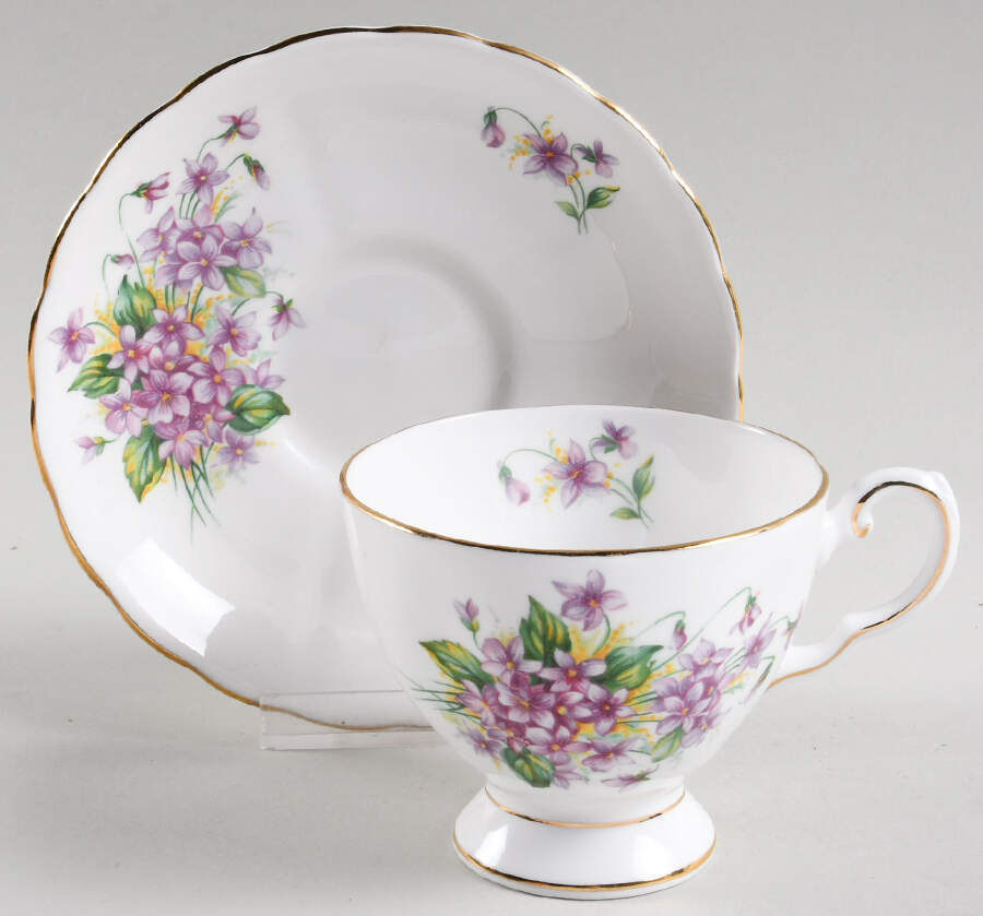 Birthday Flowers Footed Cup & Saucer Set by Tuscan - Royal Tuscan-1