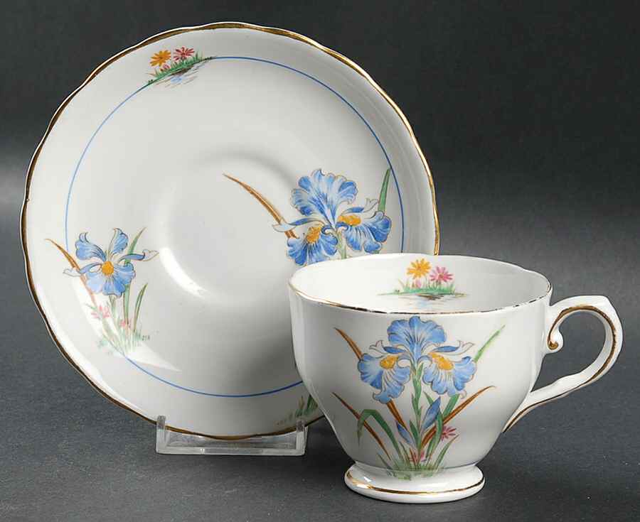 Blue Iris Footed Cup & Saucer Set by Tuscan - Royal Tuscan-1