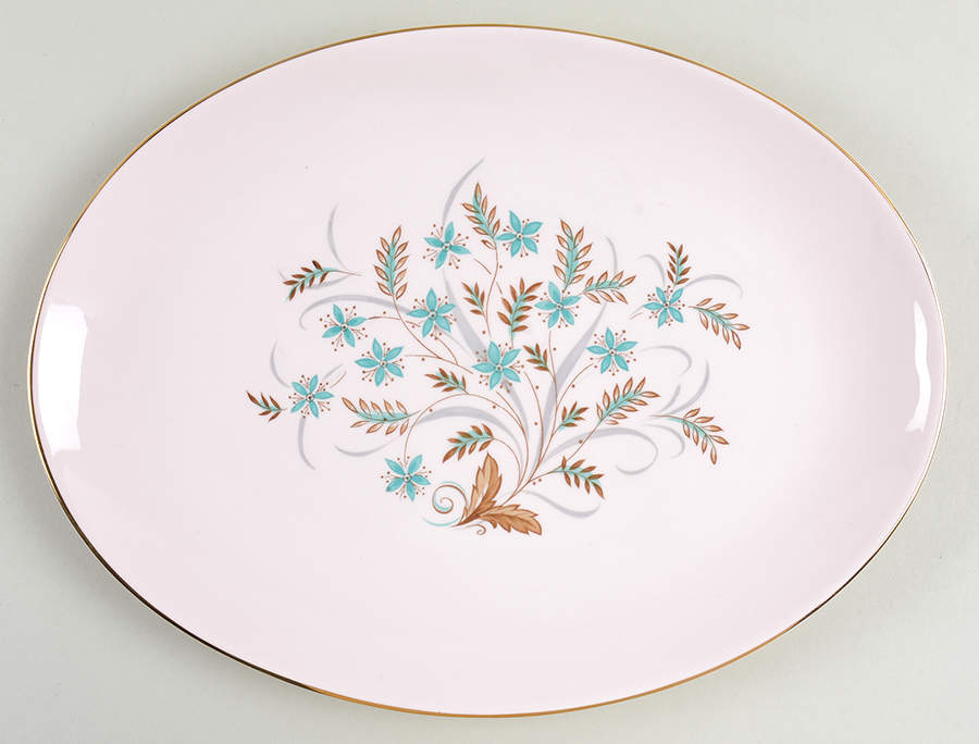 Blue Star (Pink Background) 13" Oval Serving Platter by Tuscan - Royal Tuscan-1