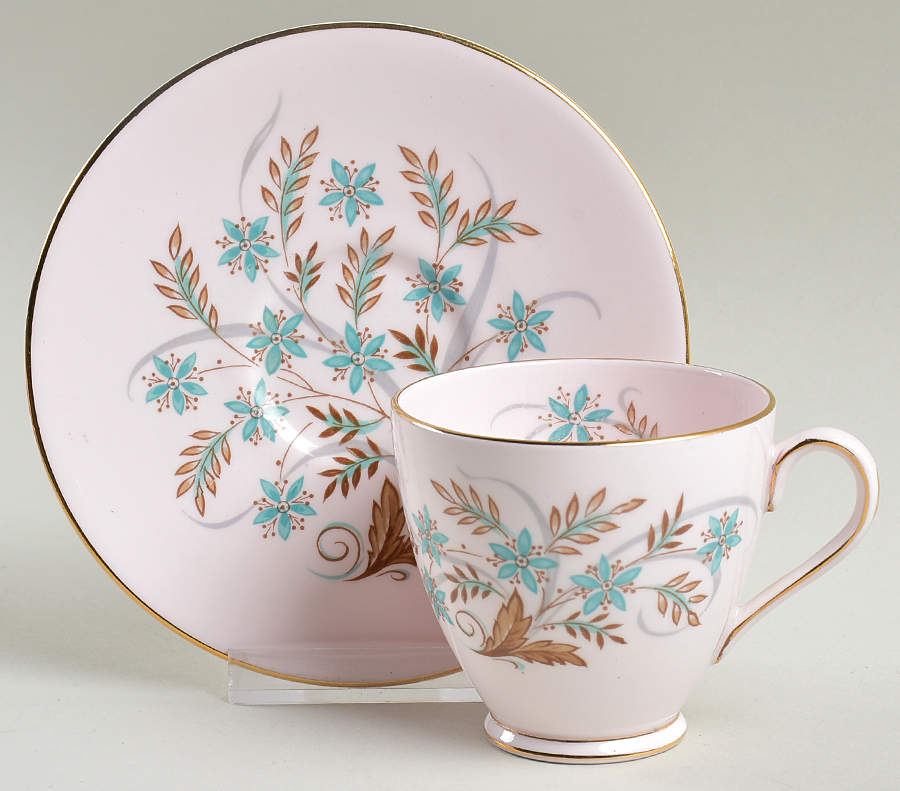 Blue Star (Pink Background) Footed Demitasse Cup & Saucer Set by Tuscan - Royal Tuscan-1