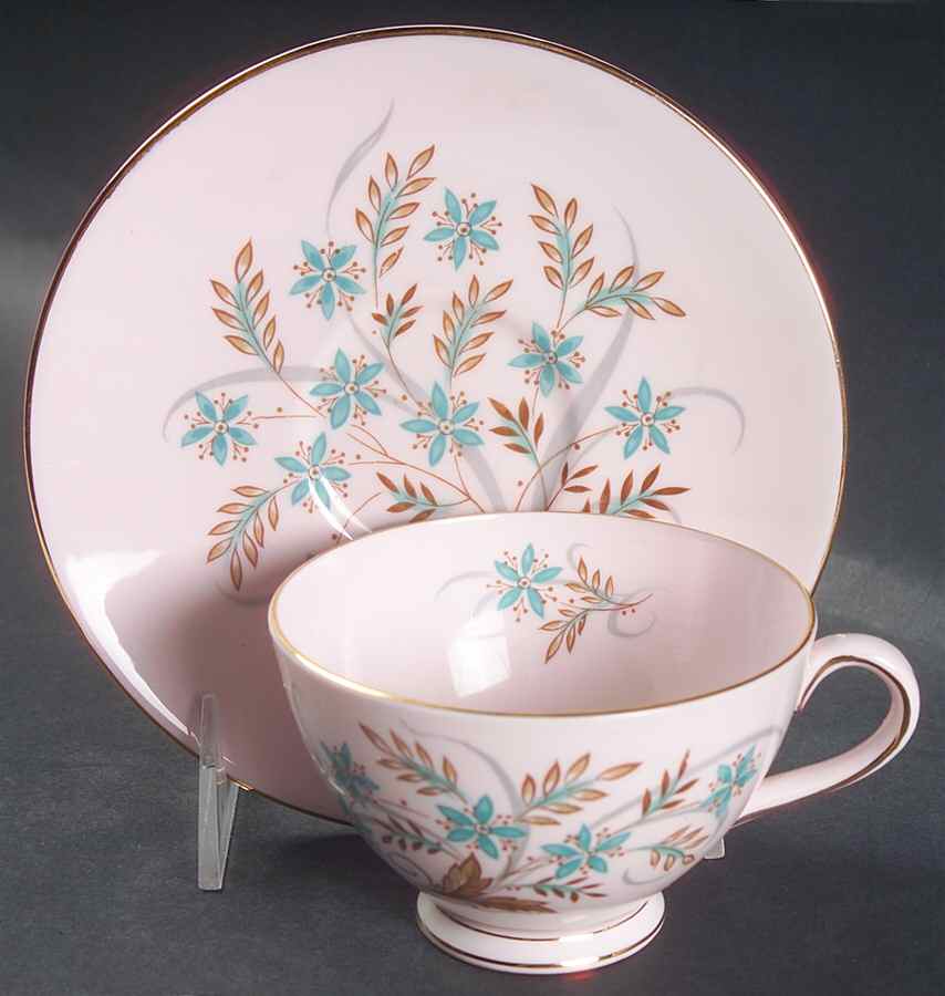 Blue Star (Pink Background) Footed Cup & Saucer Set by Tuscan - Royal Tuscan-1