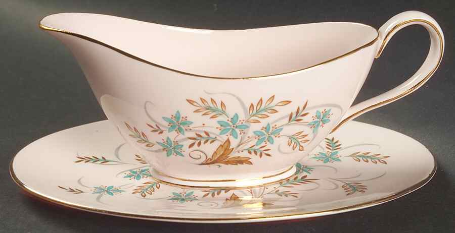 Blue Star (Pink Background) Gravy Boat & Underplate by Tuscan - Royal Tuscan-1