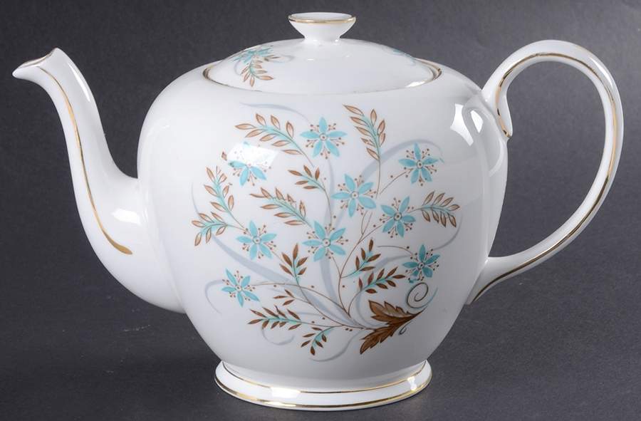 Blue Star (White Background, Gold Trim) Teapot & Lid by Tuscan - Royal Tuscan-1