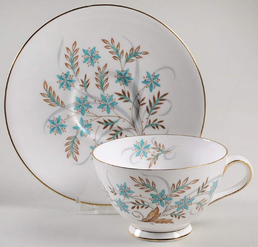 Blue Star (White Background, Gold Trim) Footed Cup & Saucer Set by Tuscan - Royal Tuscan-1
