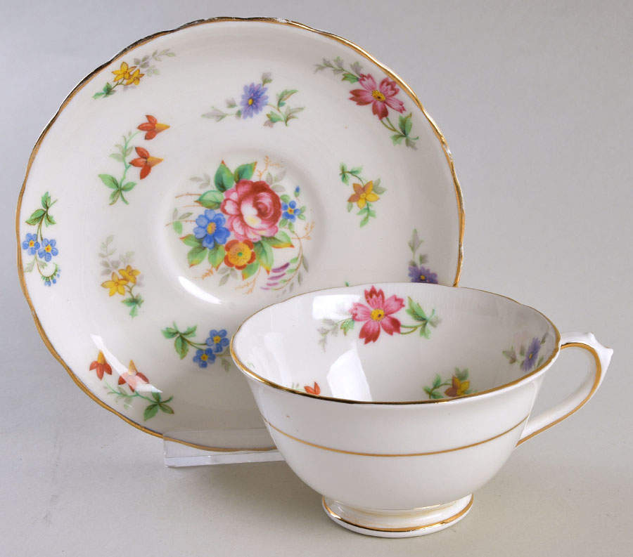 Bouquet Footed Cup & Saucer Set by Tuscan - Royal Tuscan-1