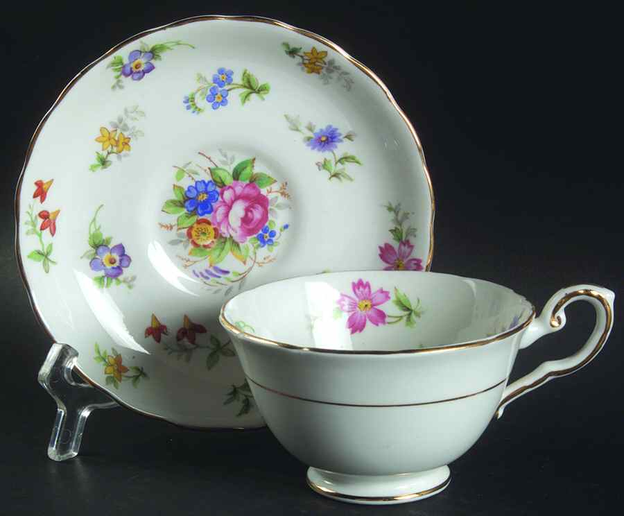 Bouquet Footed Cup & Saucer Set by Tuscan - Royal Tuscan-1