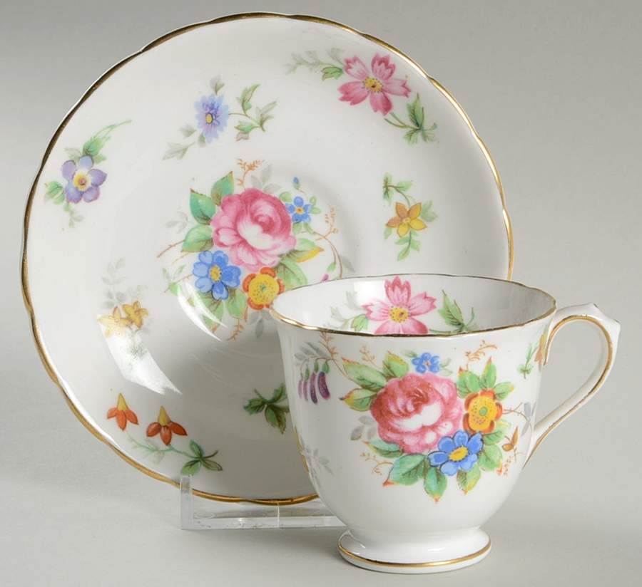 Bouquet Footed Demitasse Cup & Saucer Set by Tuscan - Royal Tuscan-1