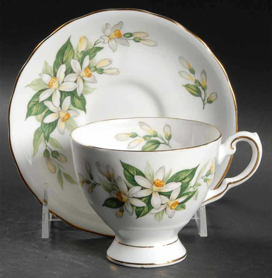 Bridal Flower (Rim Shape) Footed Cup & Saucer Set by Tuscan - Royal Tuscan-1