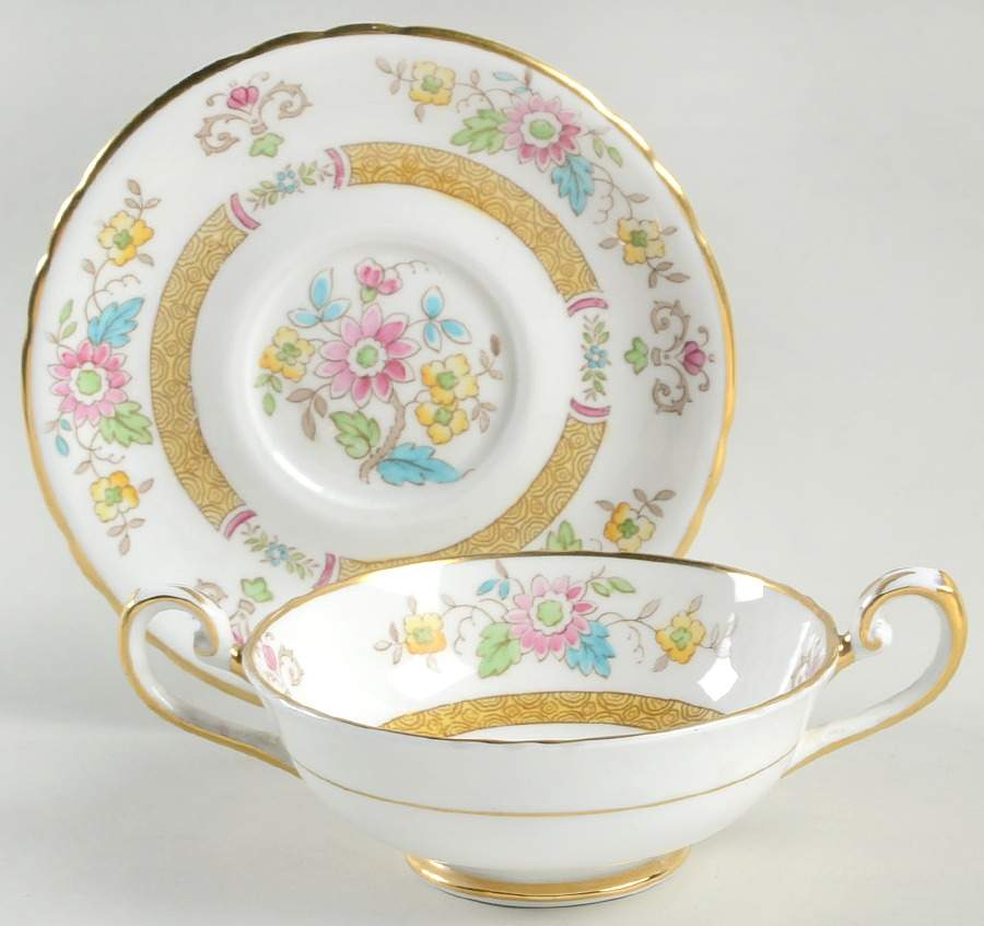 Chatsworth Footed Cream Soup Bowl & Saucer Set by Tuscan - Royal Tuscan-1