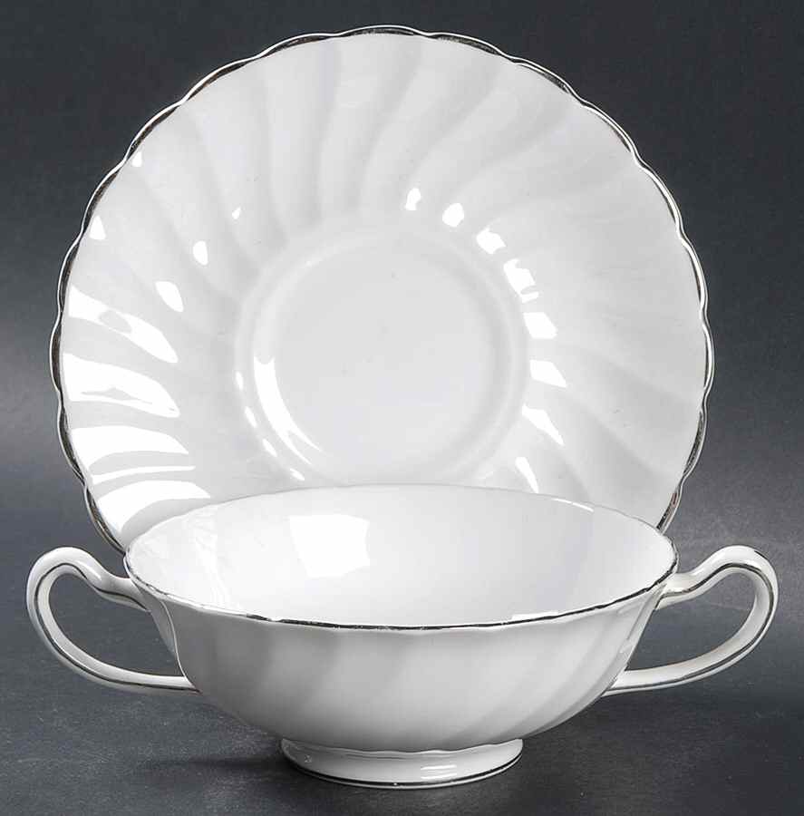 Claridge Footed Cream Soup Bowl & Saucer Set by Tuscan - Royal Tuscan-1