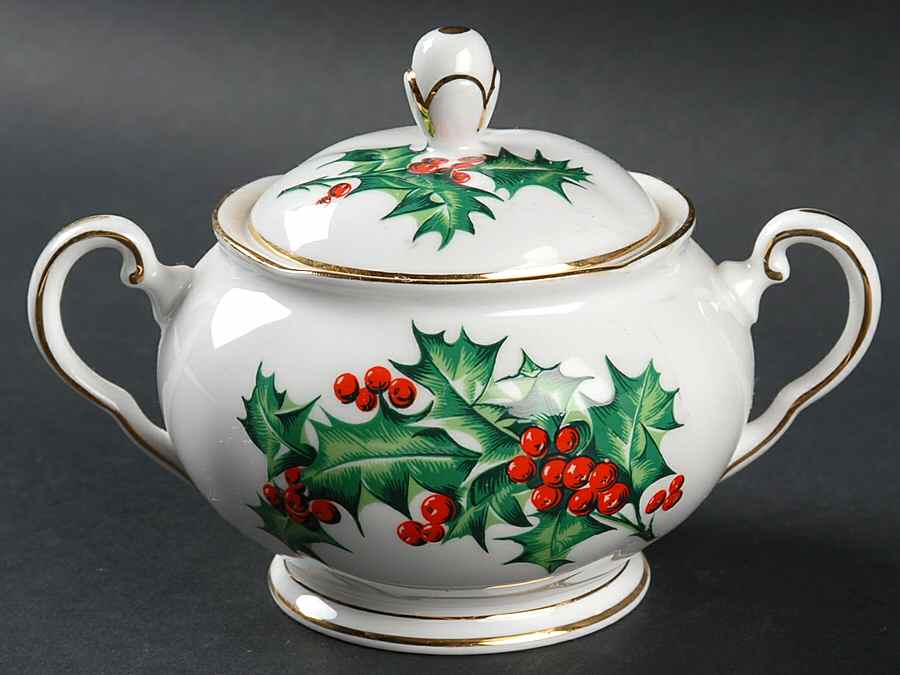 December Holly Sugar Bowl & Lid by Tuscan - Royal Tuscan-1