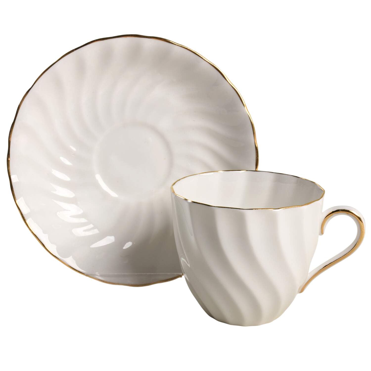 Dover (Gold Trim) Footed Demitasse Cup & Saucer Set by Tuscan - Royal Tuscan-1