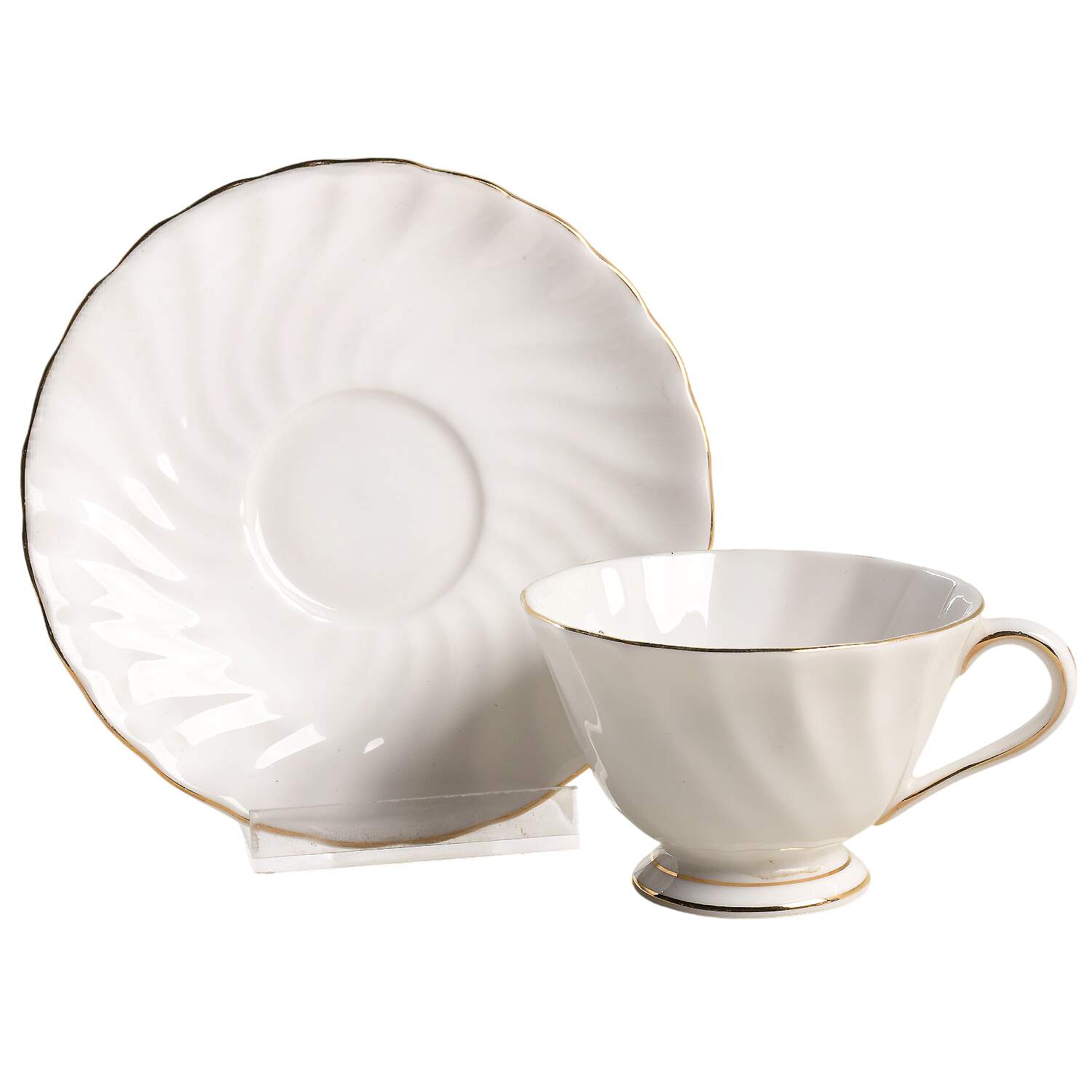 Dover (Gold Trim) Footed Cup & Saucer Set by Tuscan - Royal Tuscan-1