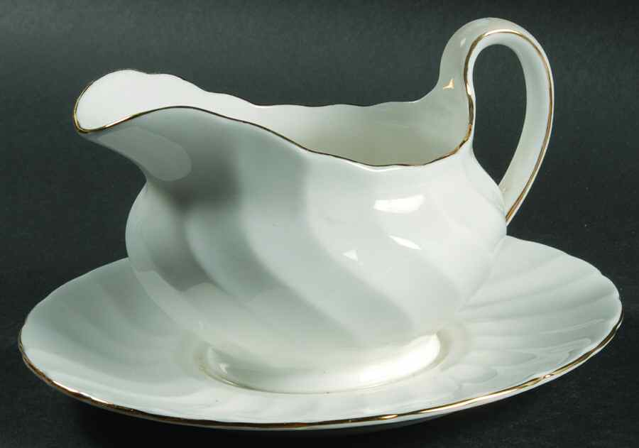 Dover (Gold Trim) Gravy Boat with Attached Underplate by Tuscan - Royal Tuscan-1