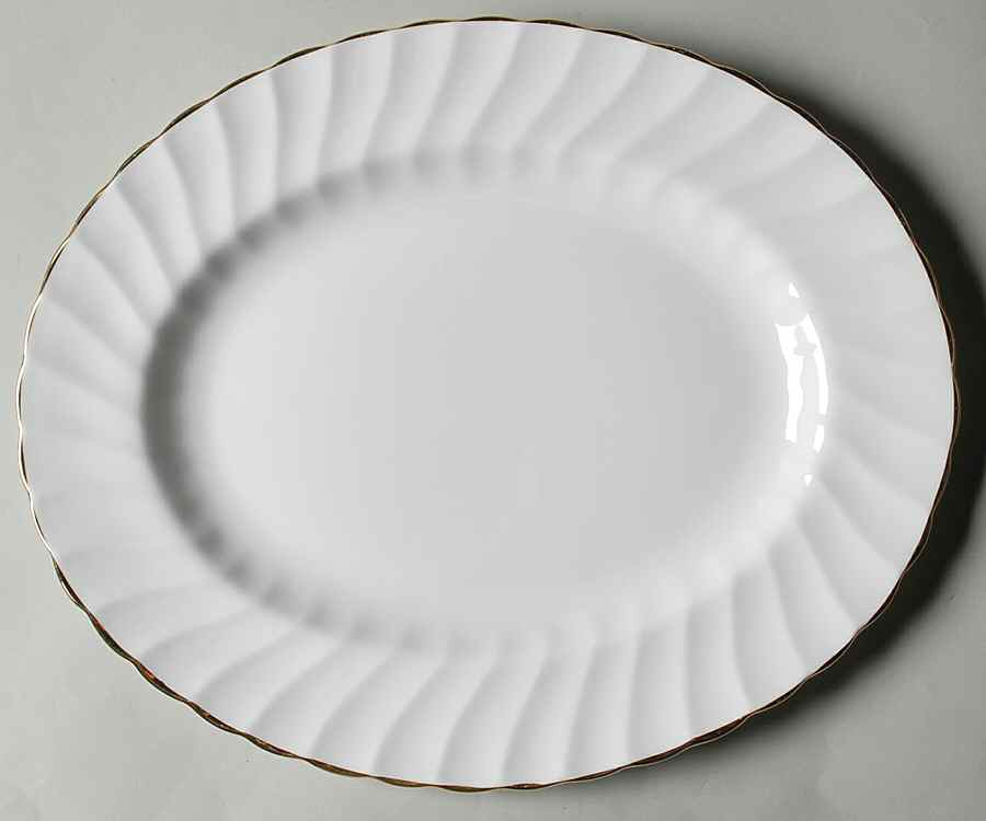 Dover (Gold Trim) 13" Oval Serving Platter by Tuscan - Royal Tuscan-1