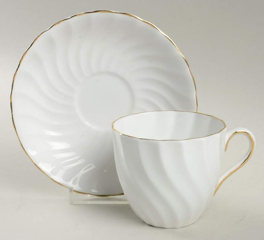 Dover (Gold Trim) Flat Cup & Saucer Set by Tuscan - Royal Tuscan-1