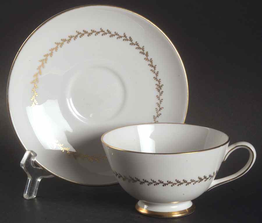 Golden Fern Footed Cup & Saucer Set by Tuscan - Royal Tuscan-1