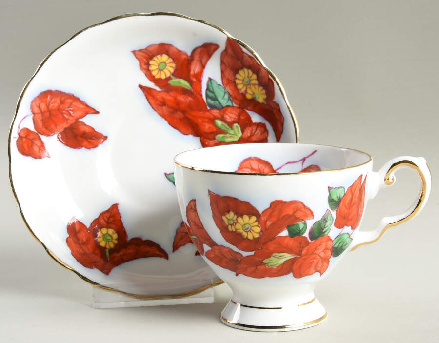 Hawaiian Flowers Footed Cup & Saucer Set by Tuscan - Royal Tuscan-1