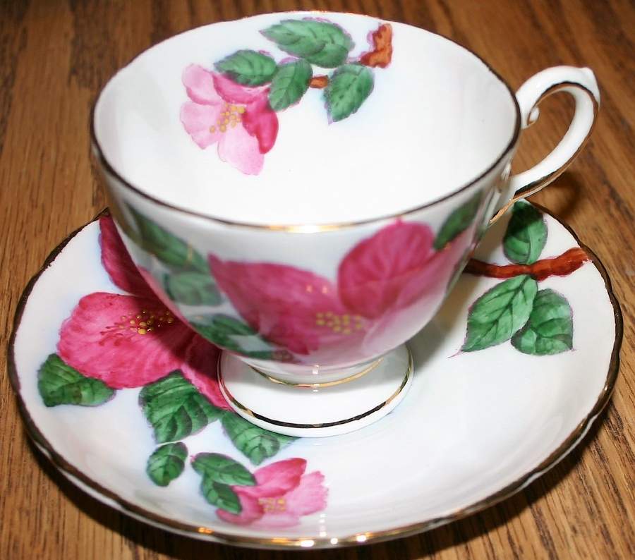 Hawaiian Flowers Footed Cup & Saucer Set by Tuscan - Royal Tuscan-1
