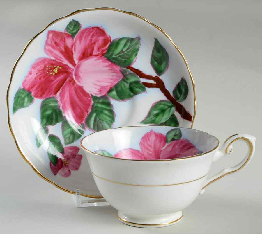 Hawaiian Flowers Footed Cup & Saucer Set by Tuscan - Royal Tuscan-1