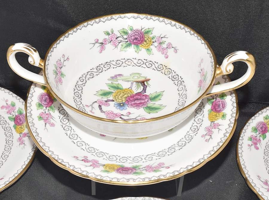 Ki Ming Footed Cream Soup Bowl & Saucer Set by Tuscan - Royal Tuscan-1