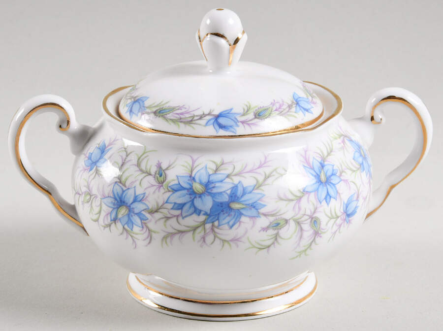 Love In The Mist Blue Sugar Bowl & Lid by Tuscan - Royal Tuscan-1