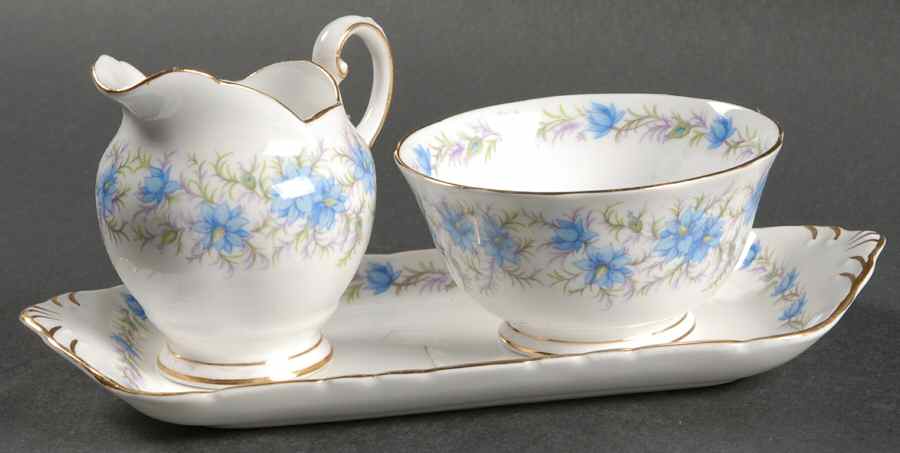 Love In The Mist Blue Mini Creamer & Open Sugar with Tray by Tuscan - Royal Tuscan-1