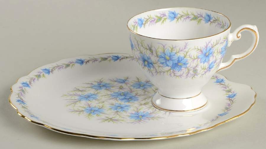 Love In The Mist Blue Snack Plate & Cup Set by Tuscan - Royal Tuscan-1
