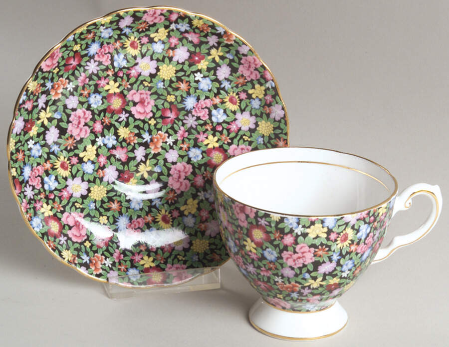 Mille Fleurs Footed Cup & Saucer Set by Tuscan - Royal Tuscan-1