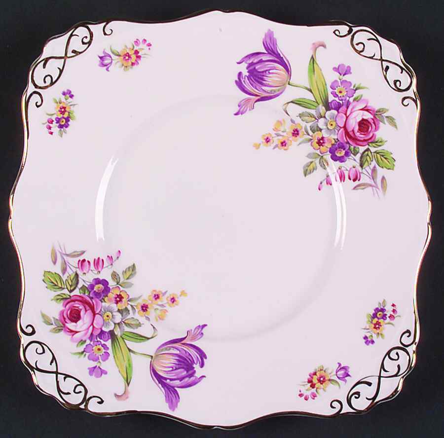 Montrose (Rim, Lt Pink Background) 9" Square Cookie Plate by Tuscan - Royal Tuscan-1