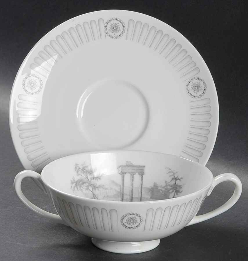 Olympus Footed Cream Soup Bowl & Saucer Set by Tuscan - Royal Tuscan-1