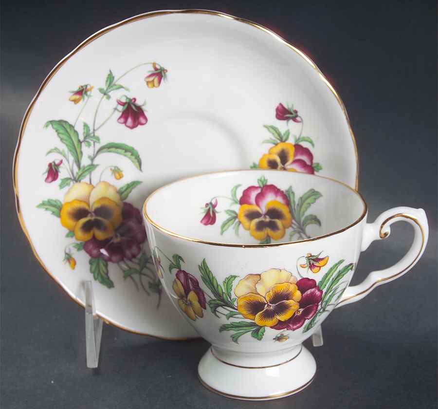 Pansy Footed Cup & Saucer Set by Tuscan - Royal Tuscan-1