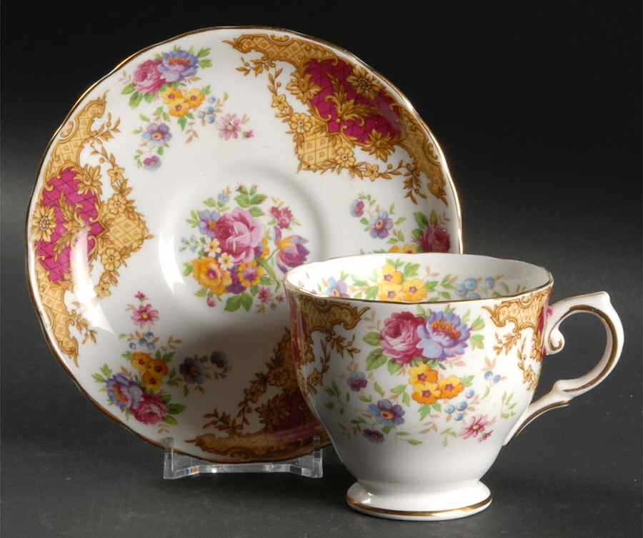 Provence Maroon Footed Cup & Saucer Set by Tuscan - Royal Tuscan-1