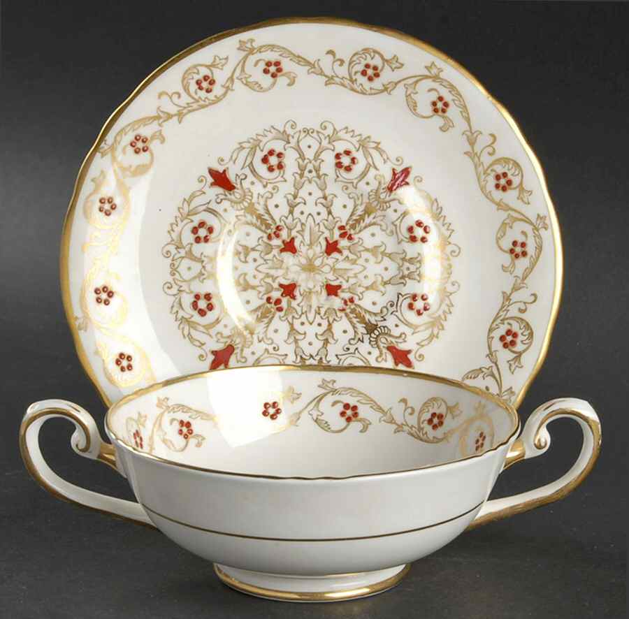 Richelieu Footed Cream Soup Bowl & Saucer Set by Tuscan - Royal Tuscan-1