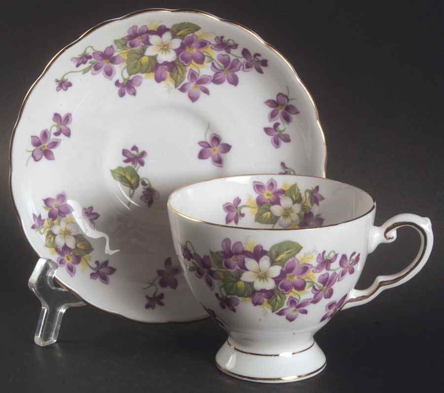 Woodland Violet Footed Cup & Saucer Set by Tuscan - Royal Tuscan-1