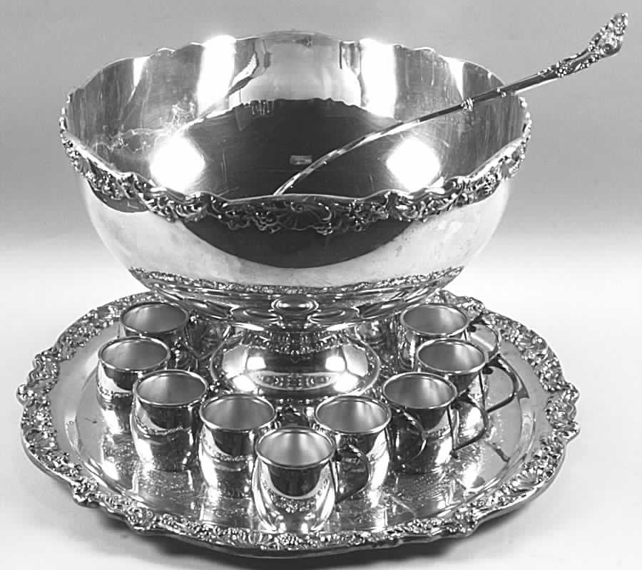 Silverplate Hollowware Punch Set (Bowl,  12 Cups, Tray and Ladle) by Towle Silver-1