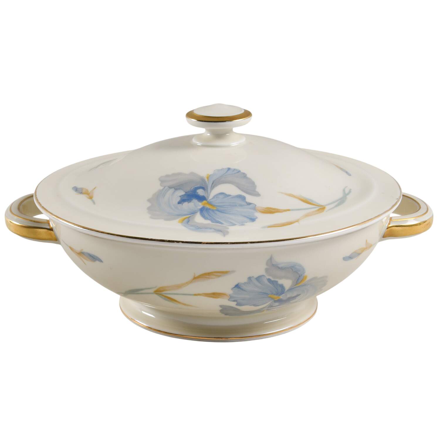 4704 (Blue Flowers) Round Covered Vegetable by Thomas-1